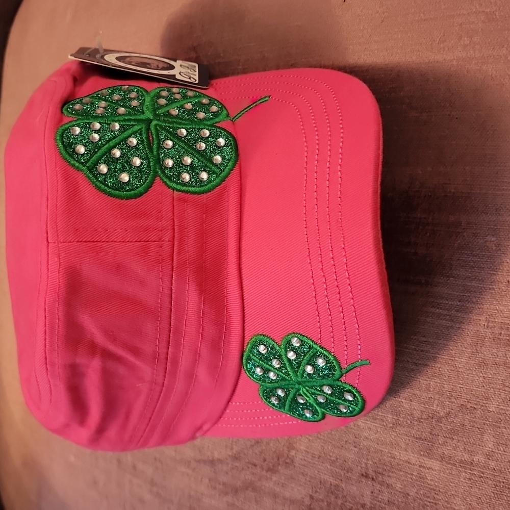 BLING RHINESTONE HOT PINK NWT SHAMROCK CAP